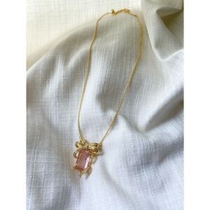 Pink zircon bow necklace￼ 